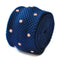 navy blue skinny knitted tie with powder pink polka dots